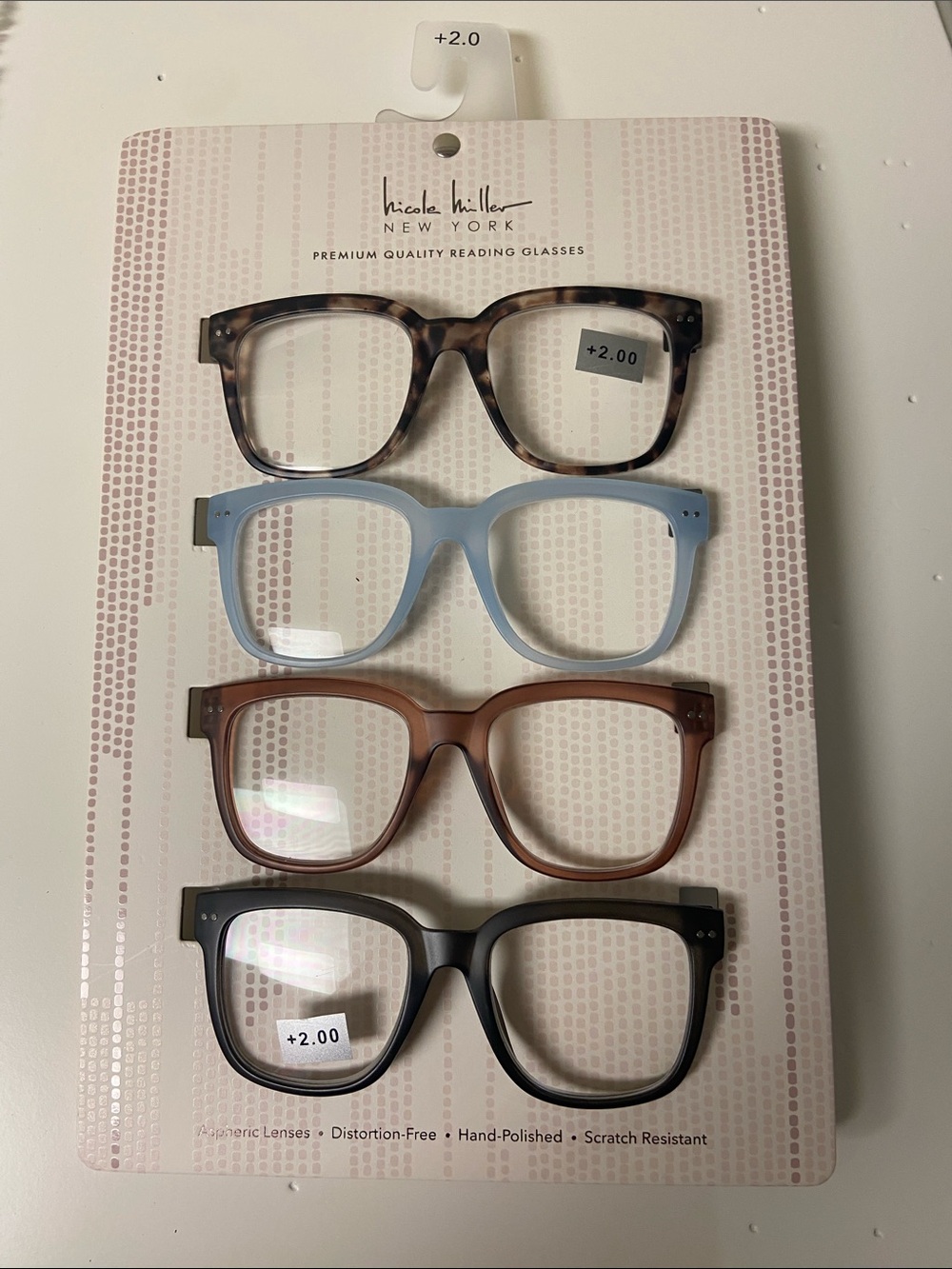 Nicole Miller 4-Pack Reading Glasses — Tortoise, Light Blue, Brown, Black